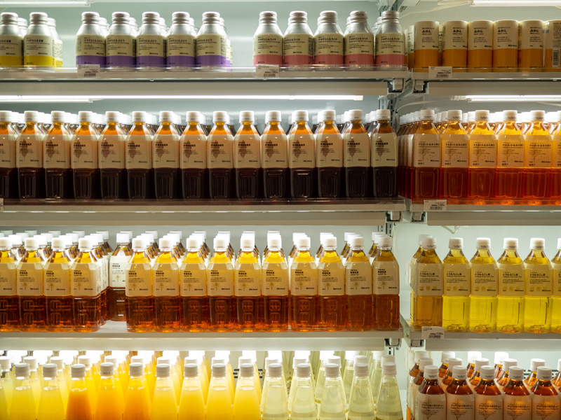 drinks on shelves